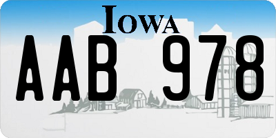 IA license plate AAB978