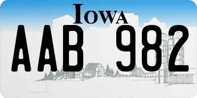 IA license plate AAB982