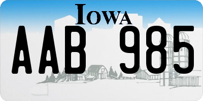 IA license plate AAB985