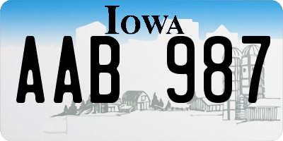 IA license plate AAB987