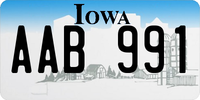 IA license plate AAB991