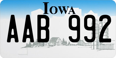 IA license plate AAB992