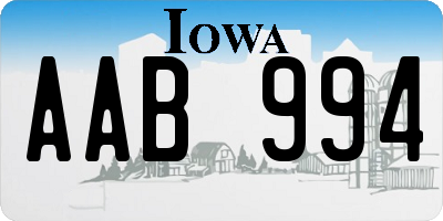 IA license plate AAB994