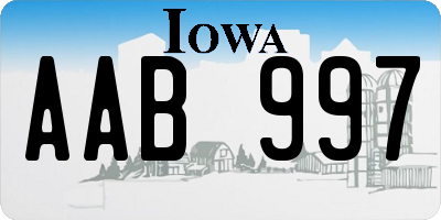 IA license plate AAB997