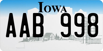 IA license plate AAB998