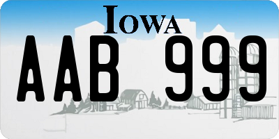 IA license plate AAB999