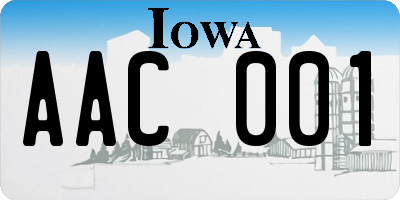 IA license plate AAC001