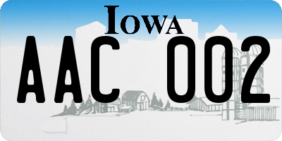 IA license plate AAC002