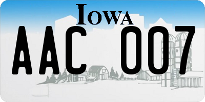 IA license plate AAC007