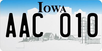 IA license plate AAC010