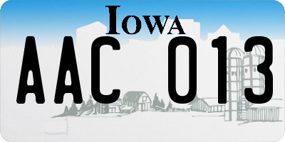 IA license plate AAC013