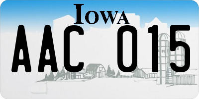 IA license plate AAC015