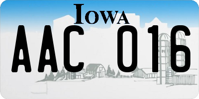 IA license plate AAC016