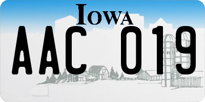 IA license plate AAC019
