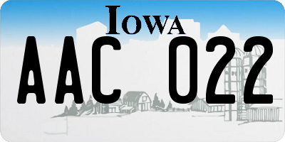 IA license plate AAC022