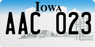 IA license plate AAC023