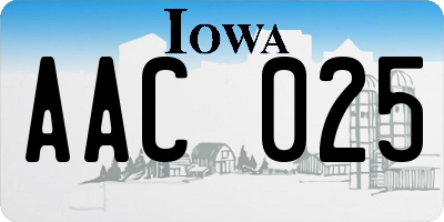 IA license plate AAC025