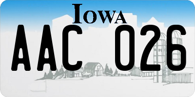 IA license plate AAC026