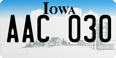 IA license plate AAC030