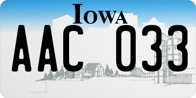 IA license plate AAC033