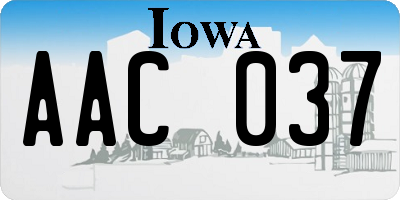 IA license plate AAC037