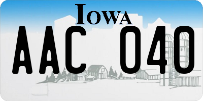 IA license plate AAC040