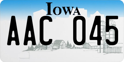 IA license plate AAC045