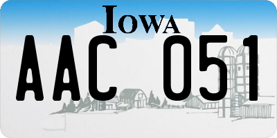 IA license plate AAC051