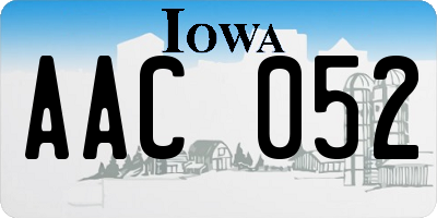 IA license plate AAC052