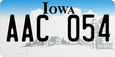 IA license plate AAC054