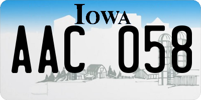 IA license plate AAC058