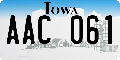 IA license plate AAC061