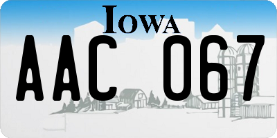 IA license plate AAC067