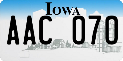 IA license plate AAC070