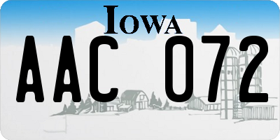 IA license plate AAC072