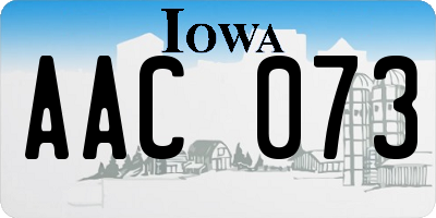 IA license plate AAC073
