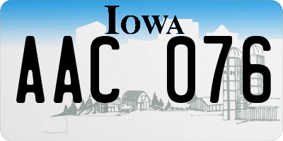 IA license plate AAC076