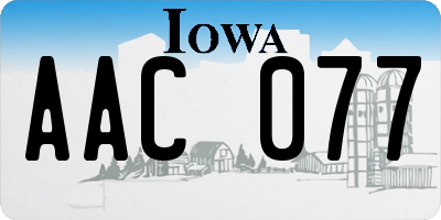 IA license plate AAC077