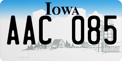 IA license plate AAC085