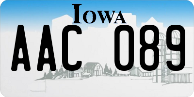 IA license plate AAC089