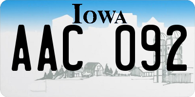 IA license plate AAC092