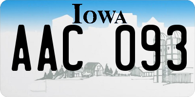 IA license plate AAC093