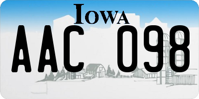 IA license plate AAC098