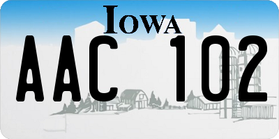 IA license plate AAC102