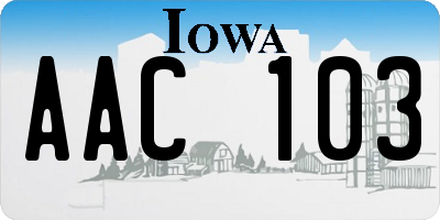 IA license plate AAC103