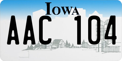 IA license plate AAC104