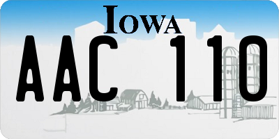 IA license plate AAC110