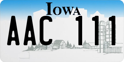 IA license plate AAC111