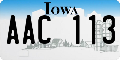 IA license plate AAC113