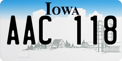 IA license plate AAC118